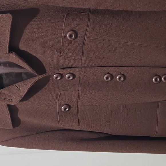 Atelier Paris vintage women's chocolate brown lined button-down jacket size 14 - Picture 2 of 8